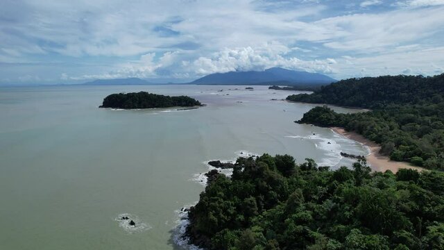 The Telok Teluk Melano Coastline and Serabang Beach at the most southern tip of the Tanjung Datu part of Sarawak and Borneo Island