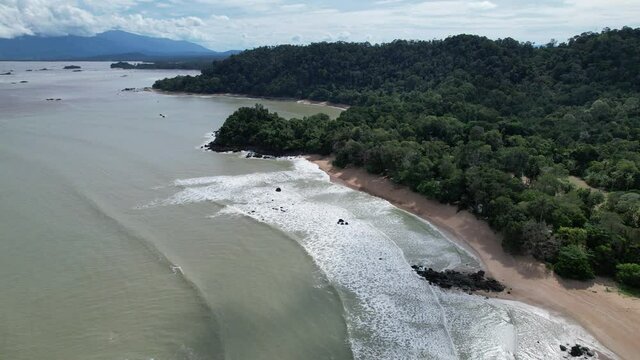The Telok Teluk Melano Coastline and Serabang Beach at the most southern tip of the Tanjung Datu part of Sarawak and Borneo Island