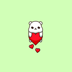 polar bear on a love balloon