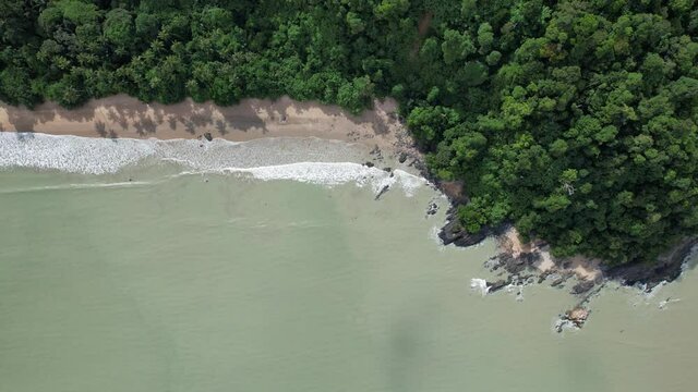 The Telok Teluk Melano Coastline and Serabang Beach at the most southern tip of the Tanjung Datu part of Sarawak and Borneo Island
