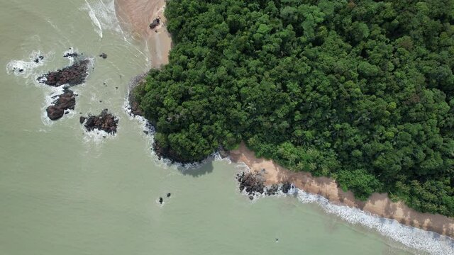 The Telok Teluk Melano Coastline and Serabang Beach at the most southern tip of the Tanjung Datu part of Sarawak and Borneo Island