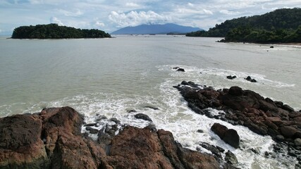 The Telok Teluk Melano Coastline and Serabang Beach at the most southern tip of the Tanjung Datu part of Sarawak and Borneo Island
