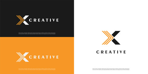 letter X logo line arrow design, Minimalist X initial based vector icon