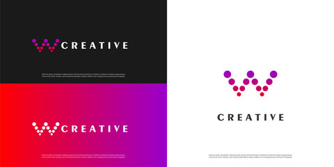 Fototapeta premium letter W logo dot design, Minimalist W initial based vector icon