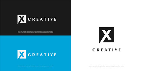 letter X logo negative space design, Minimalist X initial based vector icon
