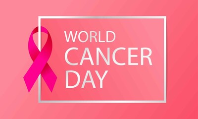 World cancer day background with pink ornament