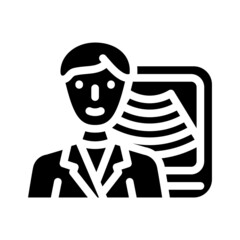 ultrasound medicine worker glyph icon vector. ultrasound medicine worker sign. isolated contour symbol black illustration