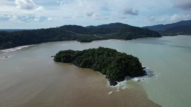 The Telok Teluk Melano Coastline and Serabang Beach at the most southern tip of the Tanjung Datu part of Sarawak and Borneo Island