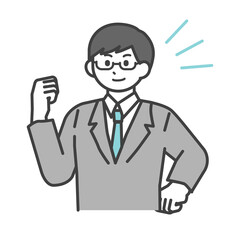ポジティブな表情の男性のイラスト素材