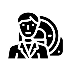 mri examination doctor glyph icon vector. mri examination doctor sign. isolated contour symbol black illustration