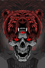 Bear with skull vector illustration