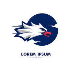 Eagle Fly With Sun Logo Design Illustration Vector