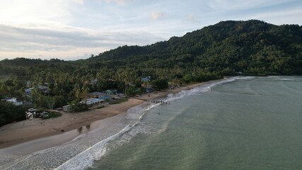 The Telok Teluk Melano Coastline and Serabang Beach at the most southern tip of the Tanjung Datu part of Sarawak and Borneo Island
