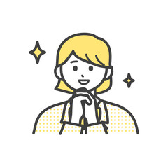 お願いする制服を着た女の子のイラスト素材