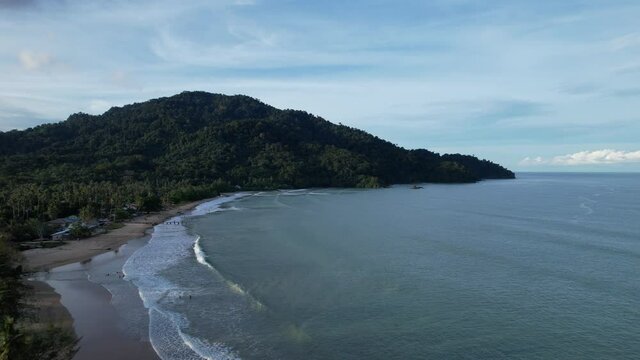 The Telok Teluk Melano Coastline and Serabang Beach at the most southern tip of the Tanjung Datu part of Sarawak and Borneo Island