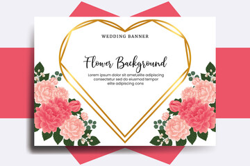 Wedding banner flower background, Digital watercolor hand drawn Dahlia Flower design Template