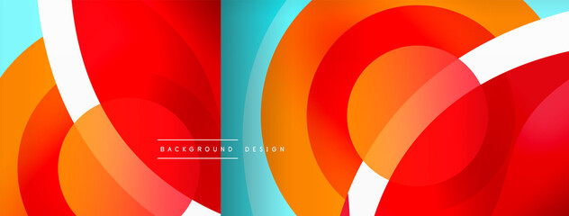 Creative geometric wallpaper. Minimal abstract background. Circle wave and round shapes composition vector illustration for wallpaper banner background or landing page - obrazy, fototapety, plakaty