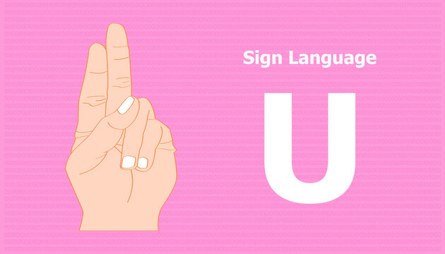 sign language alphabet U for communication. vector illustration eps10