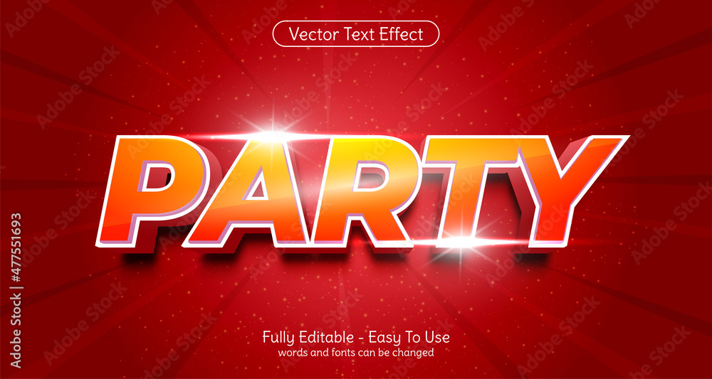 Poster three dimension text party, editable style effect template