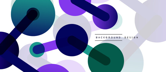 Line points connections geometric abstract background. Circles connected by lines. Trendy techno business template for wallpaper, banner, background or landing