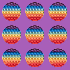 Seamless pattern with Sensory Fidget Toy on purple background.