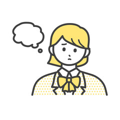 悩んでいる制服を着た女の子のイラスト素材