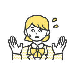 焦っている制服を着た女の子のイラスト素材