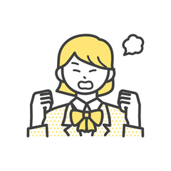 怒っている制服を着た女の子のイラスト素材