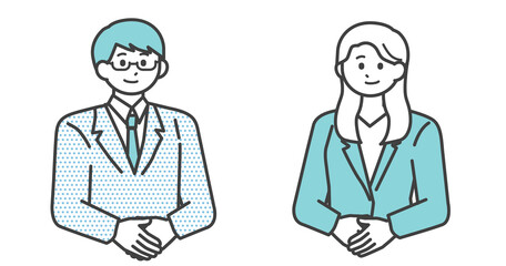 前で手を組んでいる先生のイラスト素材