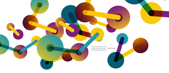 Line points connections geometric abstract background. Circles connected by lines. Trendy techno business template for wallpaper, banner, background or landing