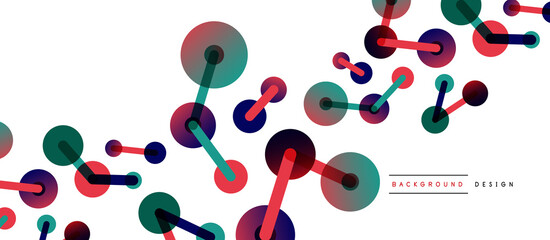 Line points connections geometric abstract background. Circles connected by lines. Trendy techno business template for wallpaper, banner, background or landing
