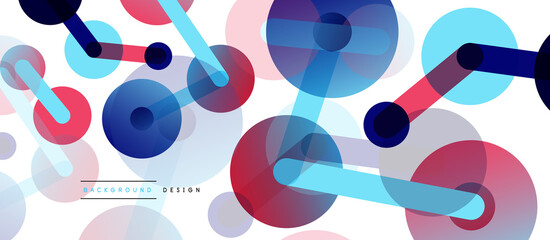 Line points connections geometric abstract background. Circles connected by lines. Trendy techno business template for wallpaper, banner, background or landing