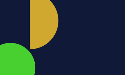 navy background with brown half circle and green circle