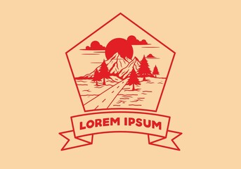 Middle road and mountain illustration