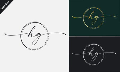 H g Initial handwriting signature logo, initial signature, elegant logo design
vector template.
