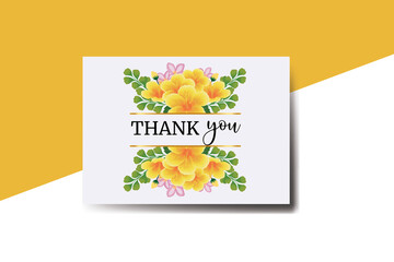 Thank you card Greeting Card Yellow Hibiscus Flower Design Template