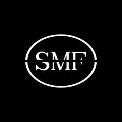 SMF letter logo design with black background in illustrator, vector logo modern alphabet font overlap style. calligraphy designs for logo, Poster, Invitation, etc.	