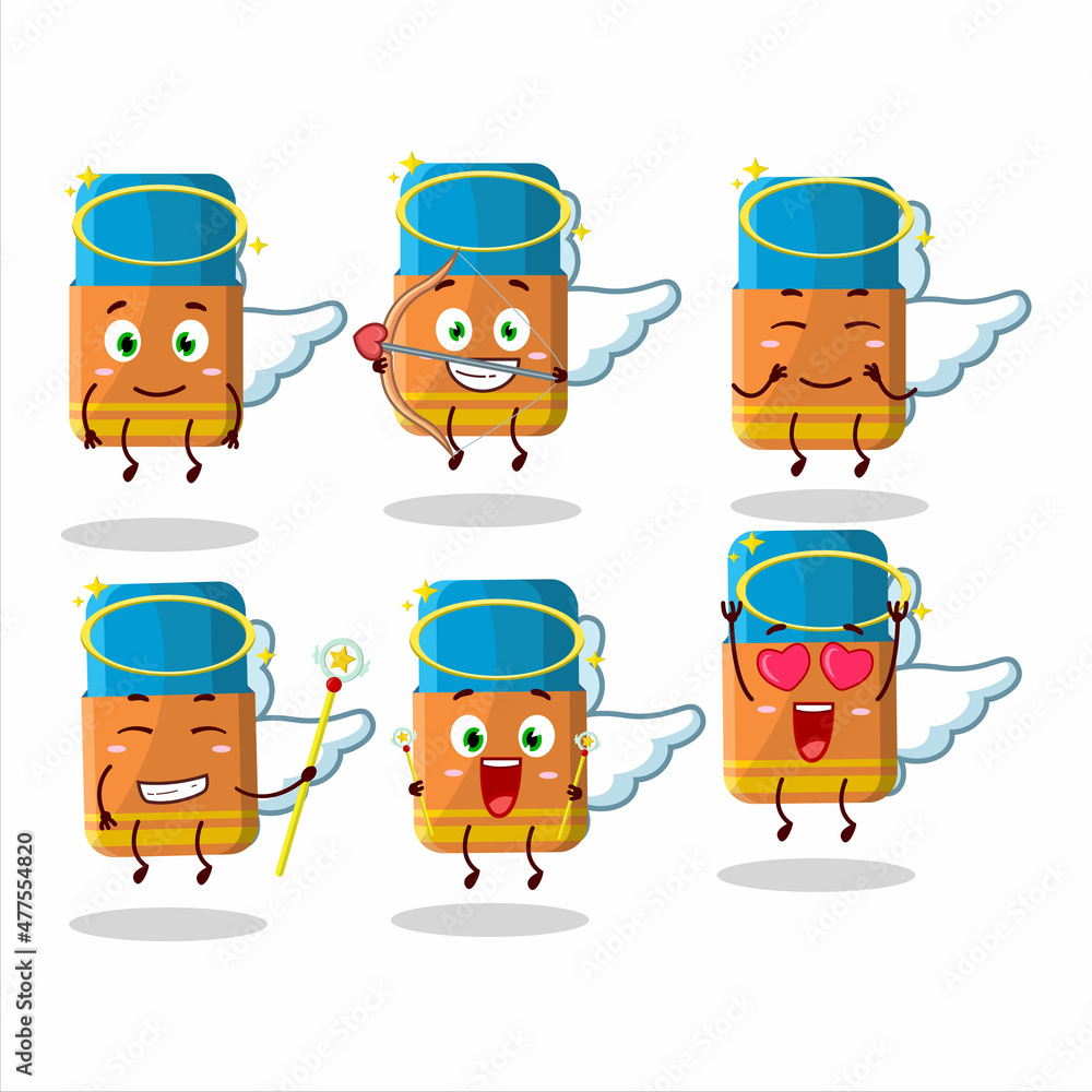 Sticker Orange eraser cartoon designs as a cute angel character