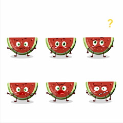 Cartoon character of watermelon gummy candy with what expression