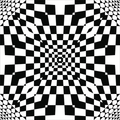 Black-White Optical Illusion, Can Use For Background, Decoration, Ornate, Carpet Motifs Pattern, Tile, Floor, Wallpaper, Wrapping, or Graphic Design Element. Vector Illustration - obrazy, fototapety, plakaty