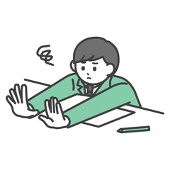 退屈そうにしている学生の男の子のイラスト素材