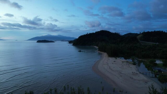 The Telok Teluk Melano Coastline and Serabang Beach at the most southern tip of the Tanjung Datu part of Sarawak and Borneo Island