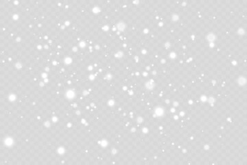 White, Shimmer, Glowing, Scatter, Falling background. Holiday decoration Christmas banner. Transparent base.