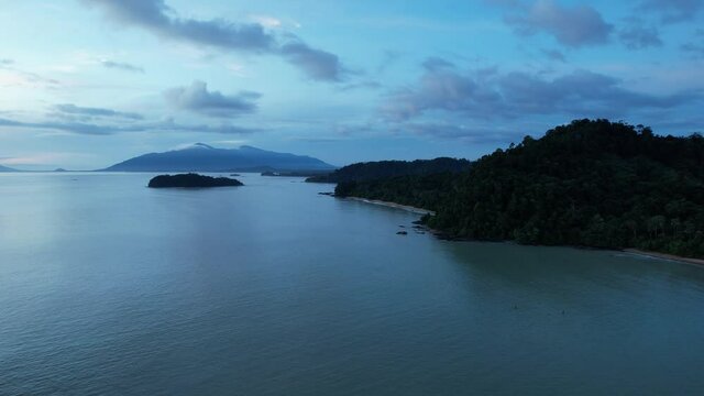 The Telok Teluk Melano Coastline and Serabang Beach at the most southern tip of the Tanjung Datu part of Sarawak and Borneo Island