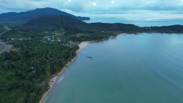 The Telok Teluk Melano Coastline and Serabang Beach at the most southern tip of the Tanjung Datu part of Sarawak and Borneo Island