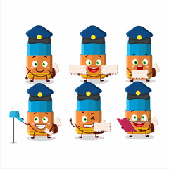 A picture of cheerful orange eraser postman cartoon design concept