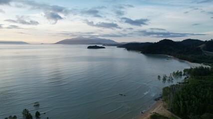 The Telok Teluk Melano Coastline and Serabang Beach at the most southern tip of the Tanjung Datu part of Sarawak and Borneo Island
