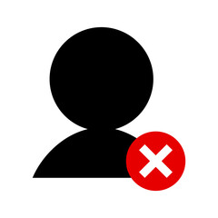 Fototapeta premium User silhouette icon and banned symbol icon. Vectors.