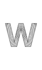 Black and white W letter mandala art