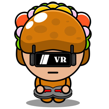 vector cartoon character cute taco food mascot costume playing virtual reality game
